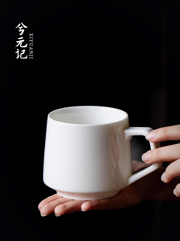 西元吉羊脂玉瓷陶瓷杯，水杯，茶杯，会议室杯，咖啡杯，情侣杯定