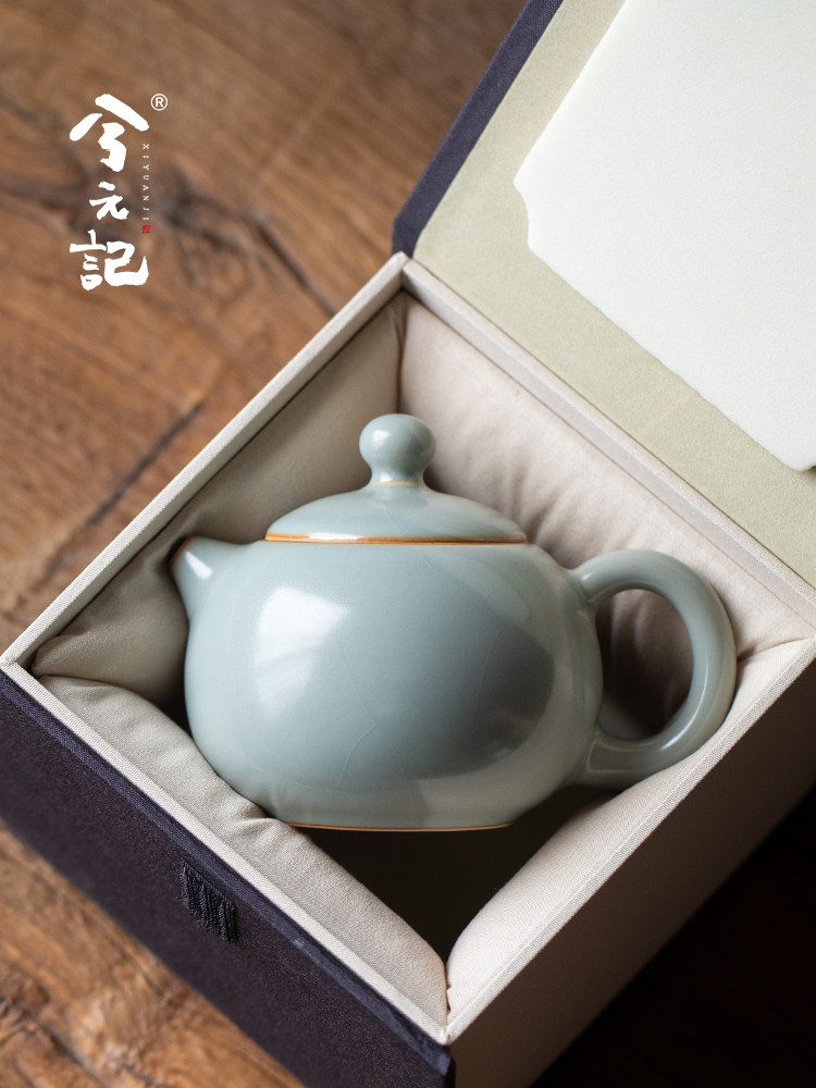 西元记白清汝窑西石壶冰裂陶瓷茶壶大功茶家用单壶2025新款