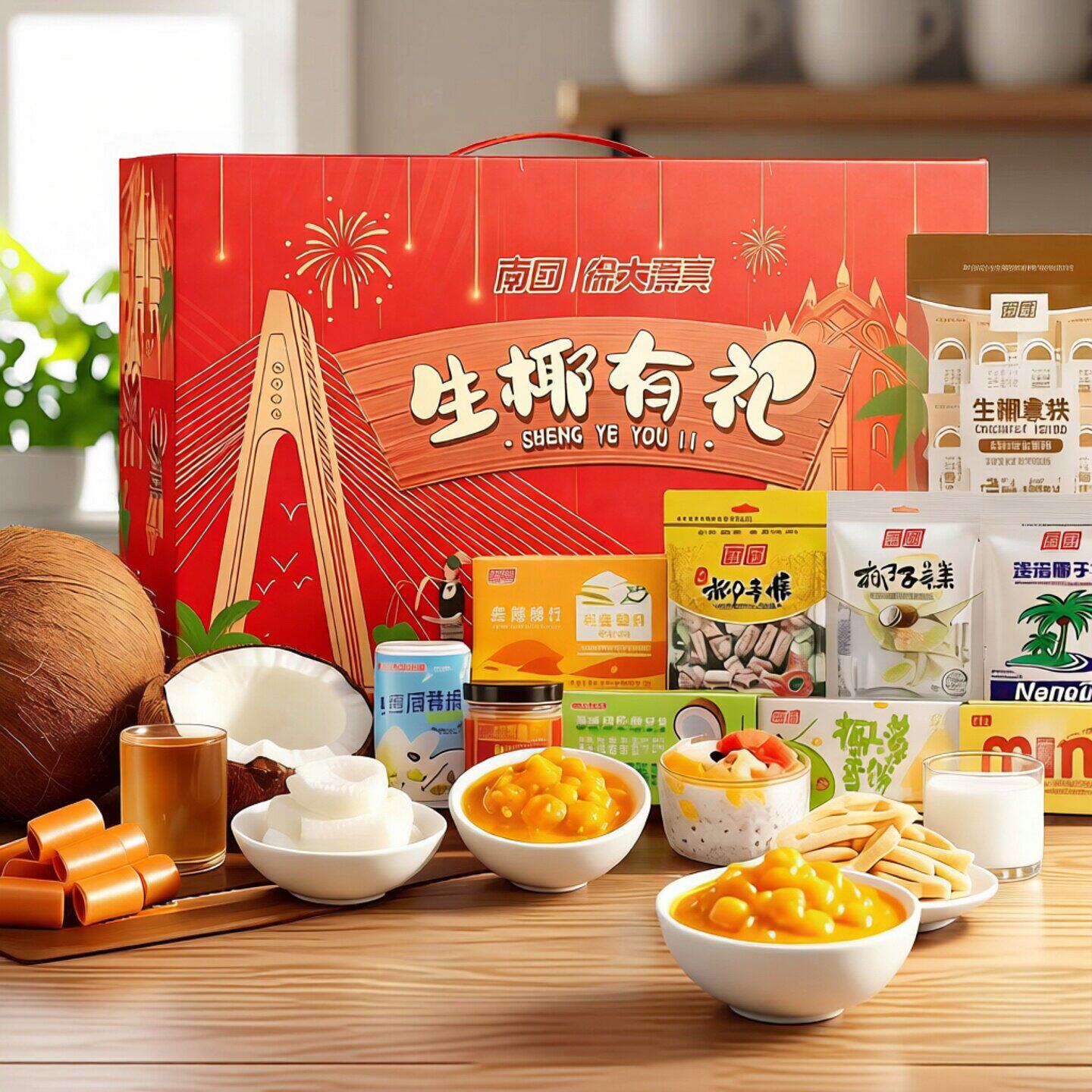 海南特产礼盒送礼长辈伴手礼南国椰子大礼包薄脆饼干糖果零食小吃