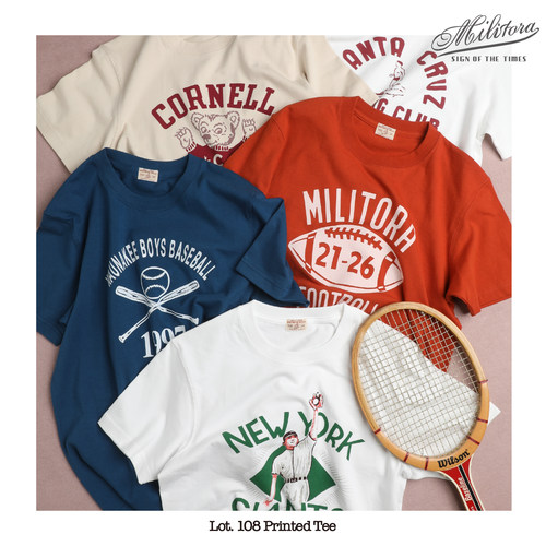 Militora108夏季新款美式复古纯棉柔软舒适圆领印花休闲短袖T恤