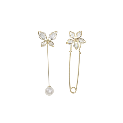 简约风防走光衣角打结珍珠胸针