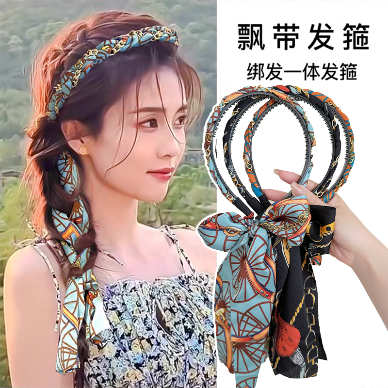 发带女2024新款编发飘带发箍