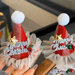 可爱圣诞头饰圣诞帽发夹边夹发卡甜美小鹿鹿角小夹子圣诞节礼物女