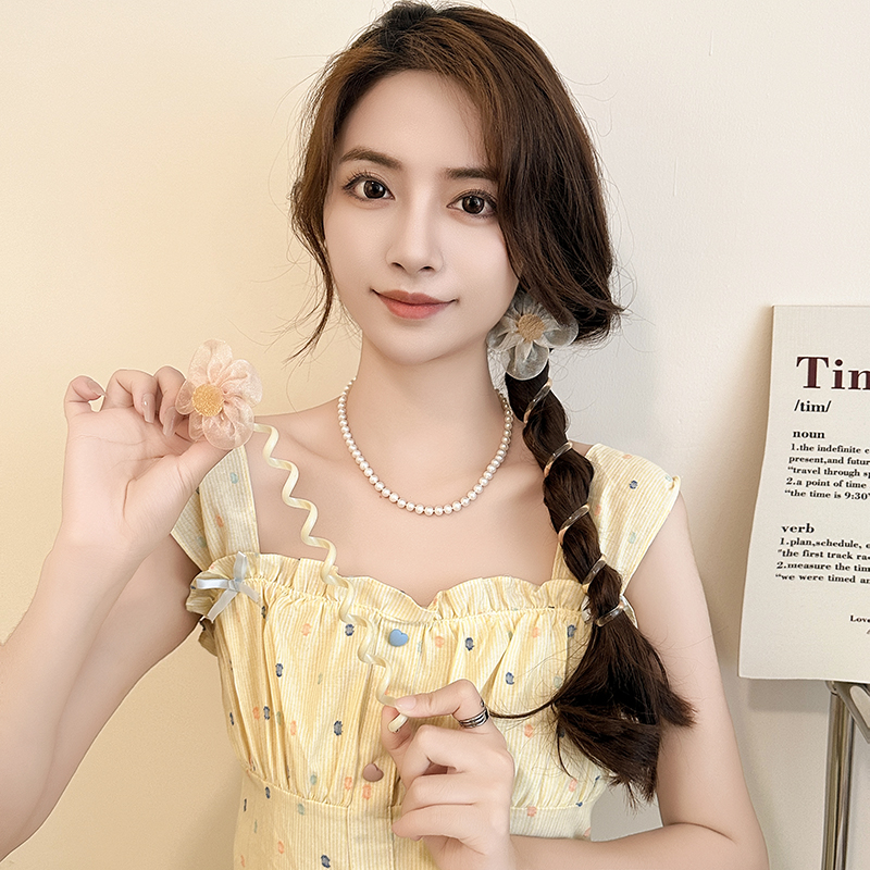 网纱花朵电话线发圈女夏季头饰头绳女生扎头发皮筋高弹力耐用发绳