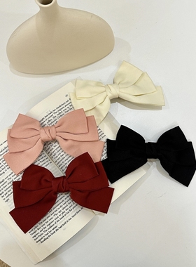 白色飘带蝴蝶结发夹女高级感秋冬发卡超仙头饰优雅夹子后脑勺发饰