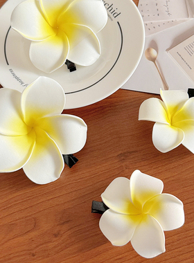 傣族装扮海边度假鸡蛋花发夹旅游拍照头饰花朵边夹小号仙女发卡子