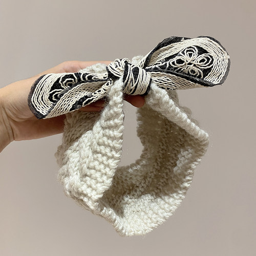 日常外戴毛线秋冬月子针织发带