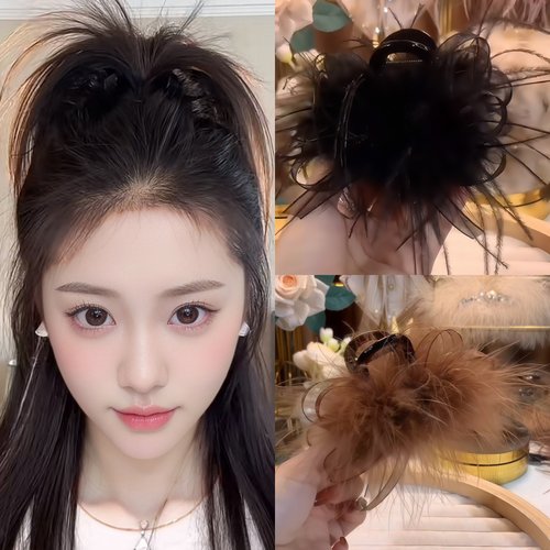 高马尾羽毛抓夹女鲨鱼夹子头饰
