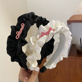 黑色褶皱洗脸发箍女2023新款 可爱发卡头饰发饰 高颅顶发窟头箍女款