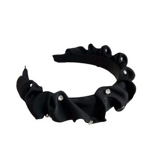 黑色发箍高颅顶复古法式头箍女显脸小钻石褶皱高级感头饰网红发卡
