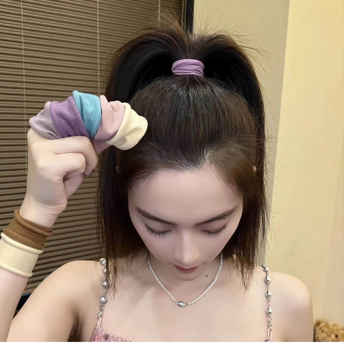 升级款发圈加粗加宽提花面膜肌高弹耐用头绳甜美气质扎马尾发绳女