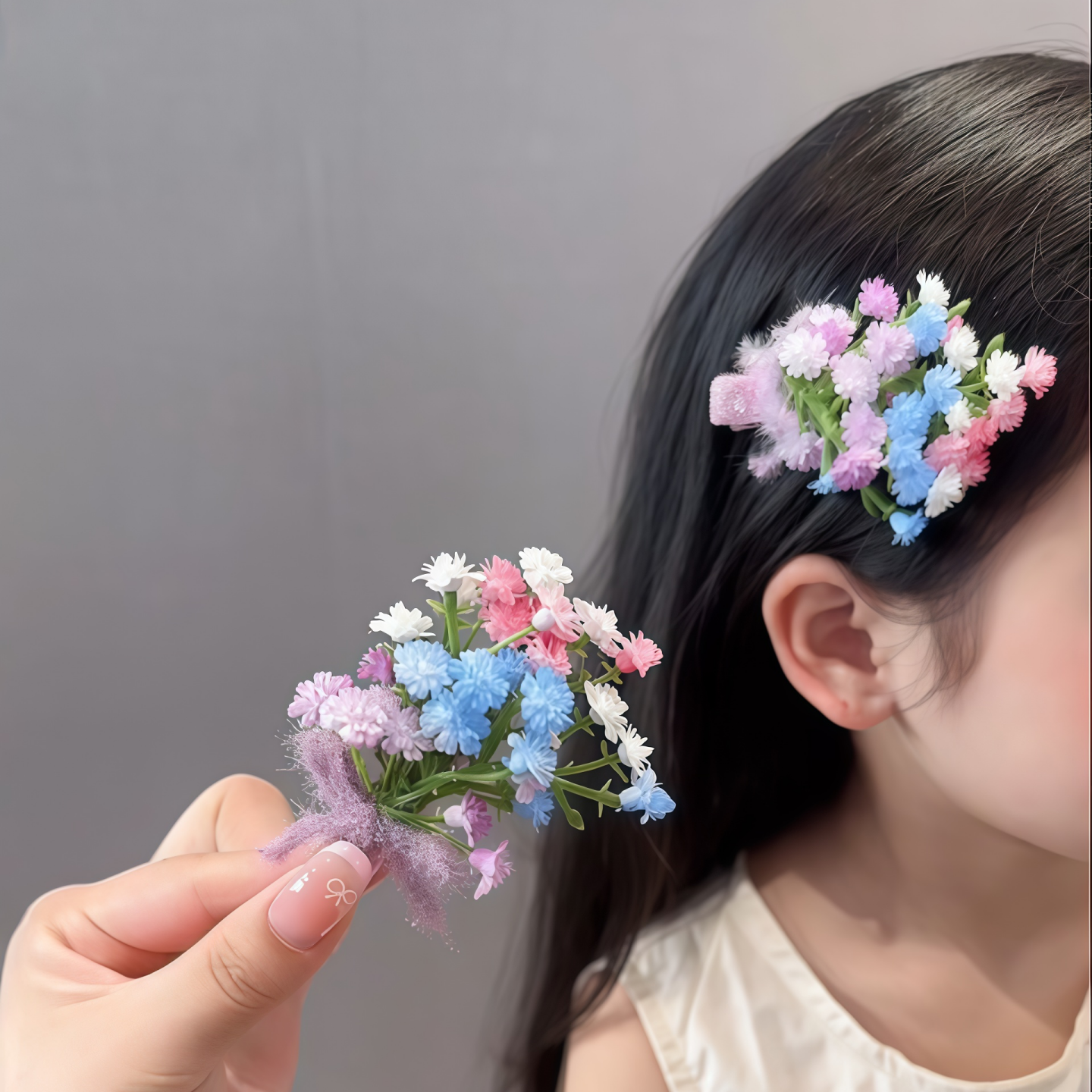 刘亦菲同款满天星儿童花朵发夹甜美小女孩花环侧边刘海夹子头饰