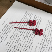 红色蝴蝶结头饰一字夹小发夹小巧精致红色发卡新年夹子头饰韩国