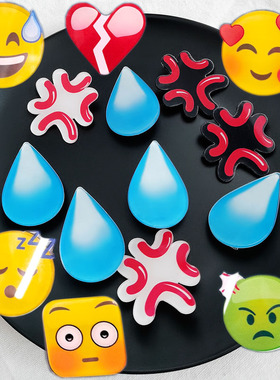 生气夹子emoji表情包滴汗发夹女可爱无语发卡流汗夹子头饰刘海夹