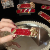 马上有钱红色水钻小马发夹2026马年本命年刘海边夹碎发夹新年发卡