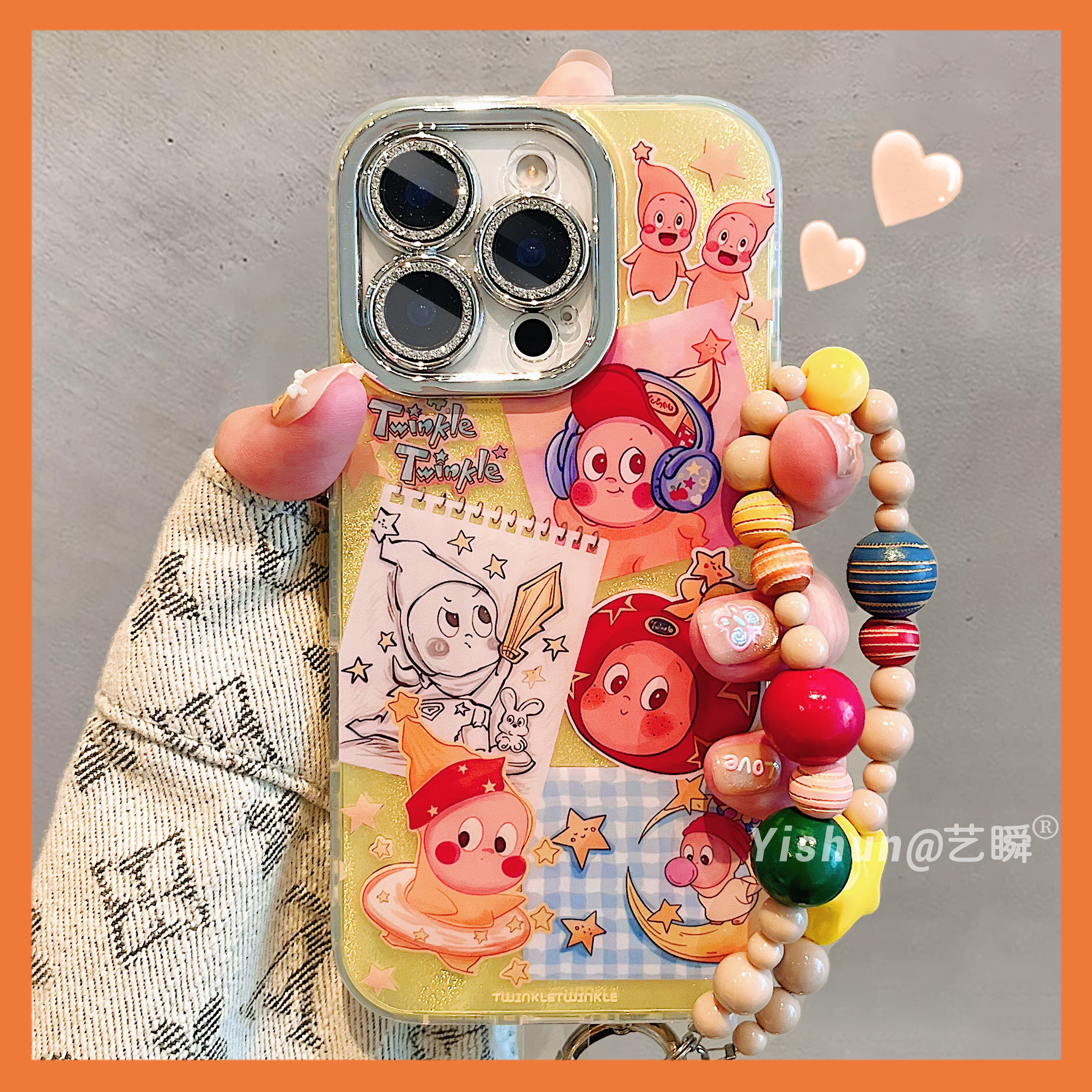 超萌童趣可爱星星人适用iPhone16ProMax手机壳苹果17pro创意14plus全包镜头膜13卡通女款12pro防摔ip15保护套