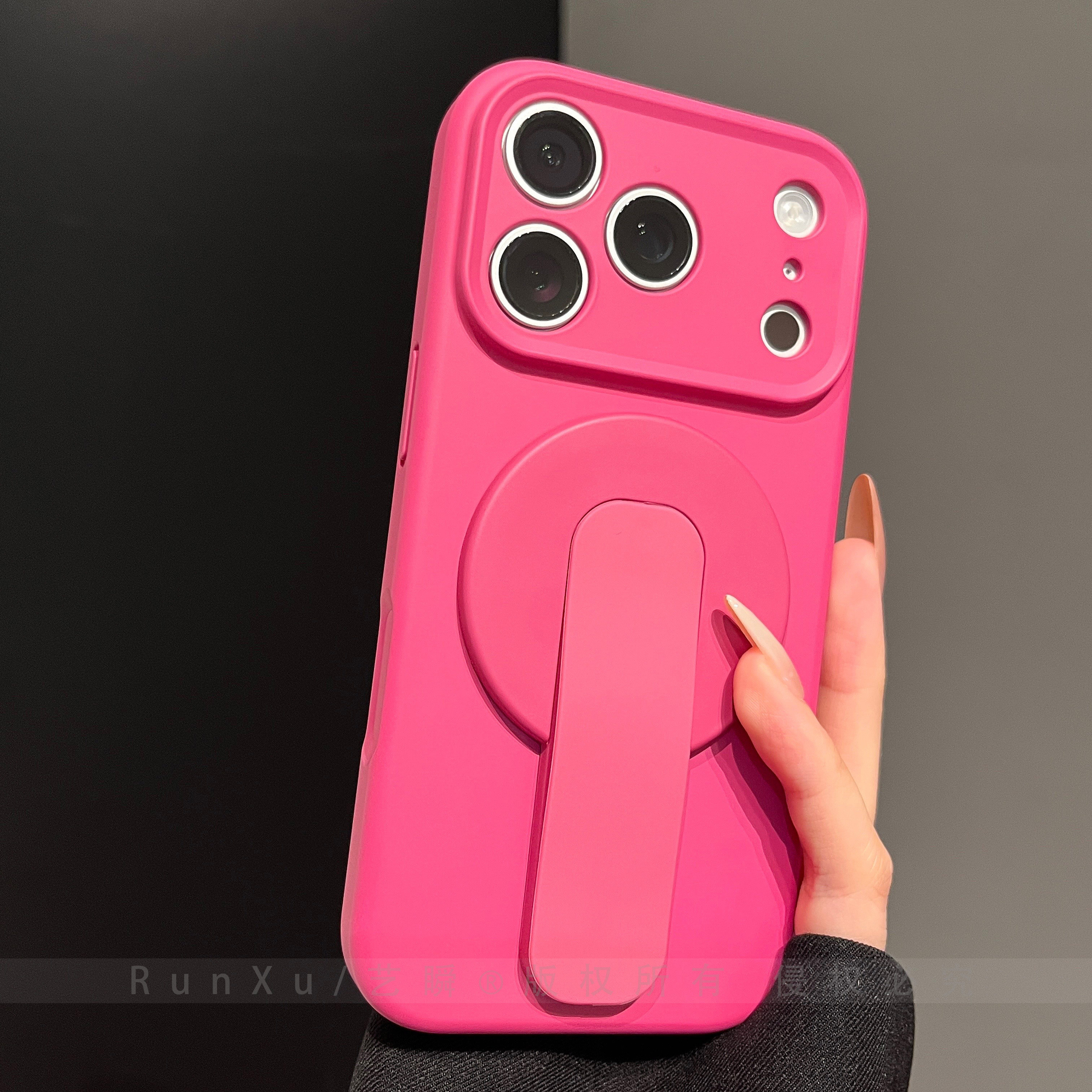 火龙果色磁吸指环支架适用苹果17ProMax手机壳pro新款iphone16情侣女款15硅胶精孔肤感ip14pm超好看13保护套