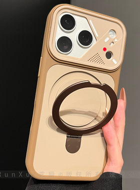 创意炫酷机甲镜框适用苹果17ProMax手机壳pro新款iphone16pm支架15超好看ip14肤感13防摔按键全包情侣保护套