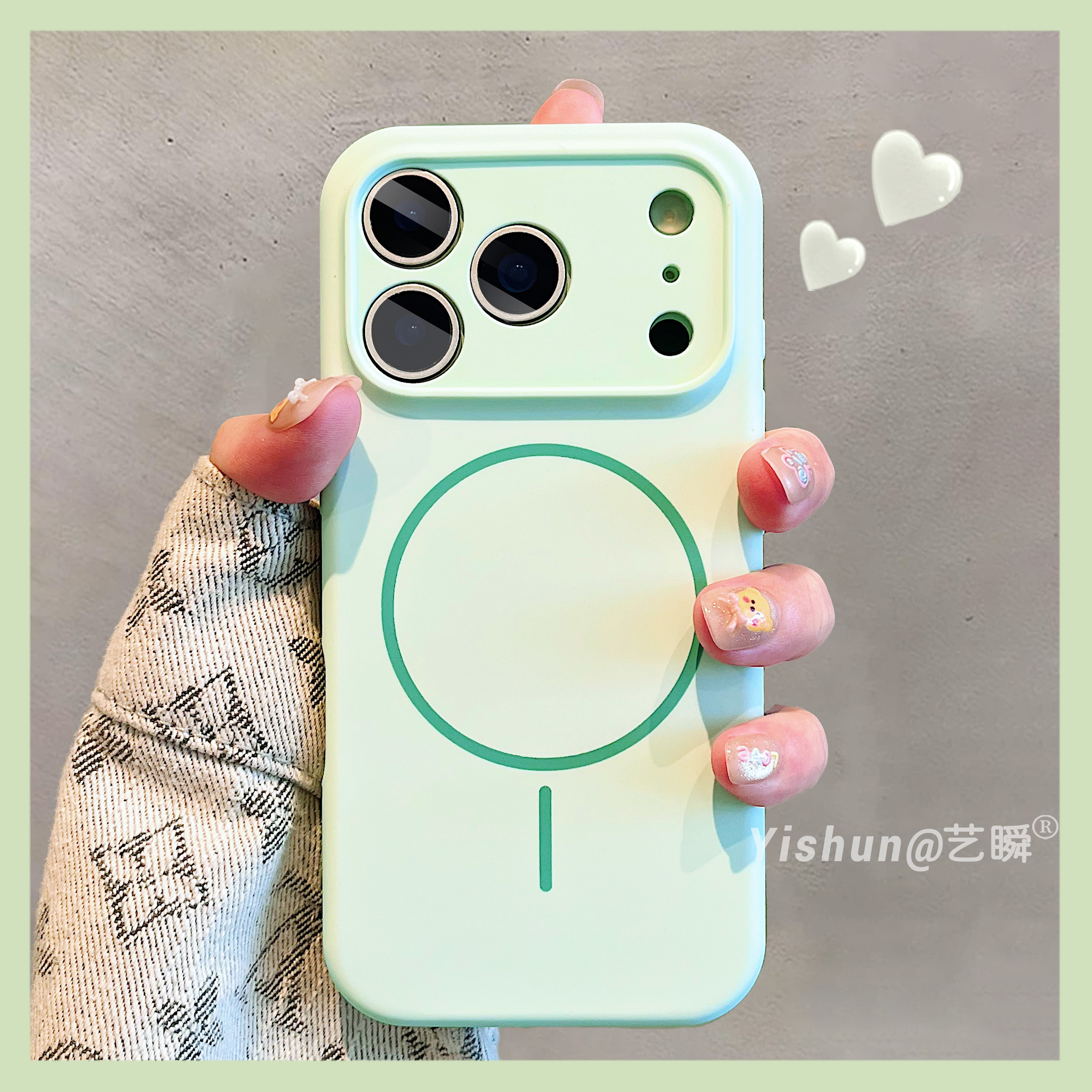 新款清新淡青色精孔一体AI按键全包适用苹果17ProMax手机壳iPhone16细圈14磁吸15plus液态硅胶13情侣12保护套