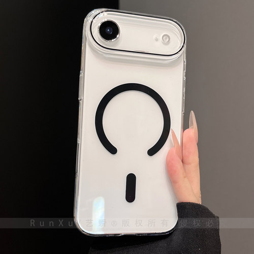 ins超薄PC高清透明黑色磁吸适用苹果17ari手机壳AIR新款iPhone17pro磁吸充电15抗黄全包14防摔13高透16保护套