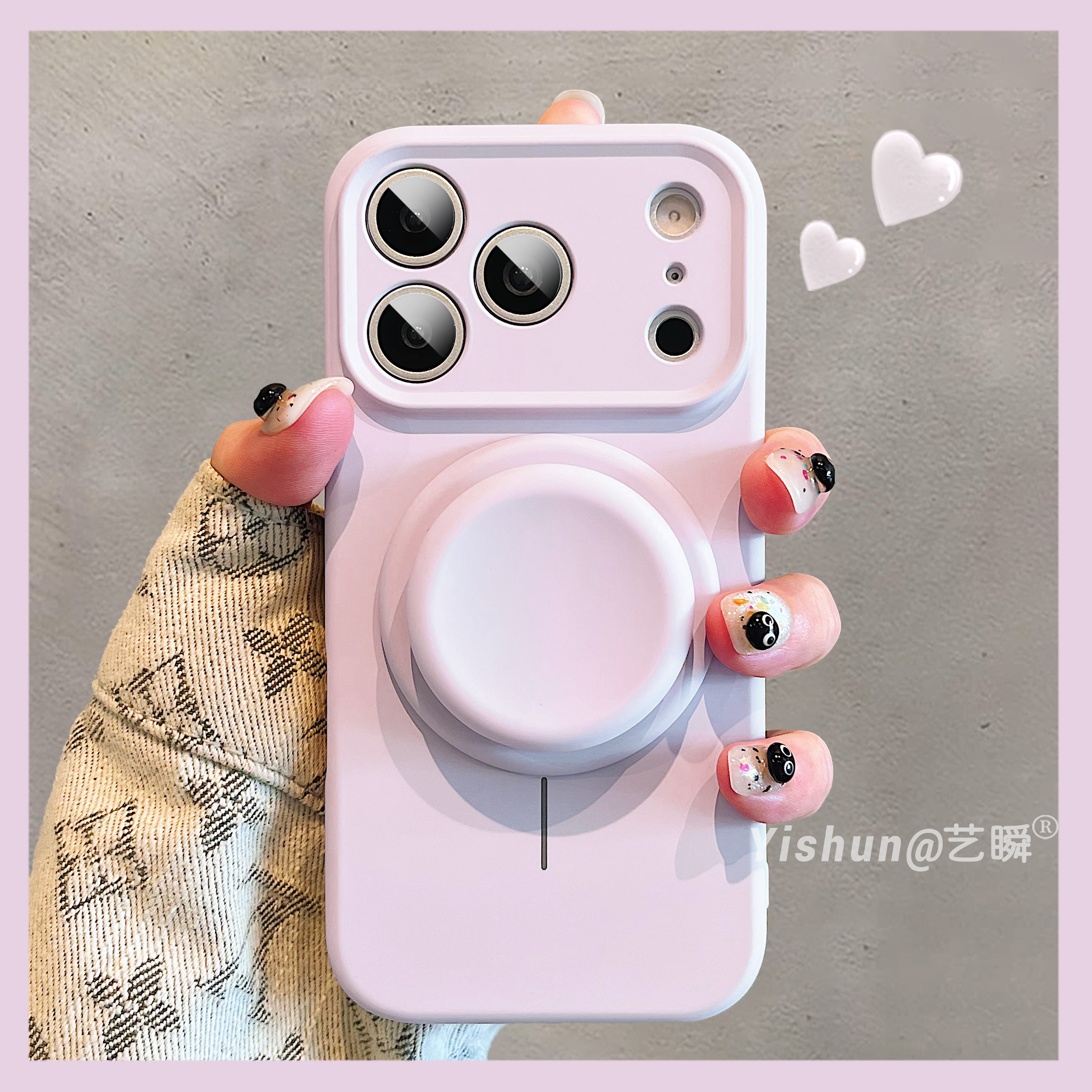 优雅简约莫迪兰紫色精孔全包适用苹果17ProMax手机壳iPhone16pro磁吸细圈15情侣14pro新款13磁吸支架12保护套