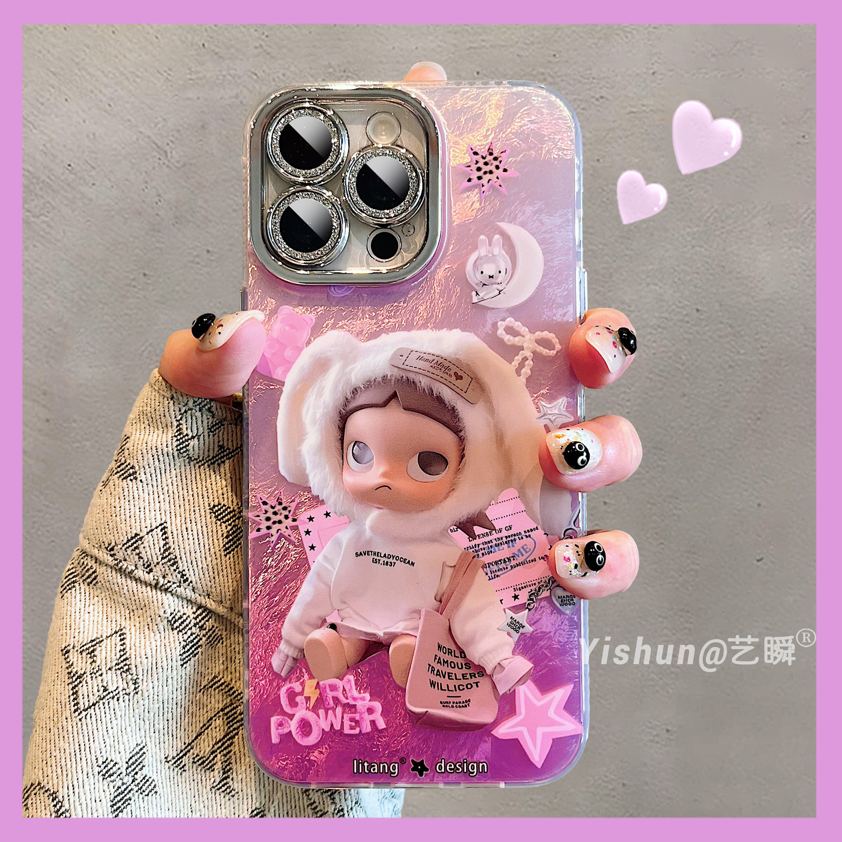 粉嫩甜酷少女心辣妹可爱嘎子姐适用iPhone17ProMax手机壳苹果16新款15pro全包镜头13硅胶ip14女款17Air保护套