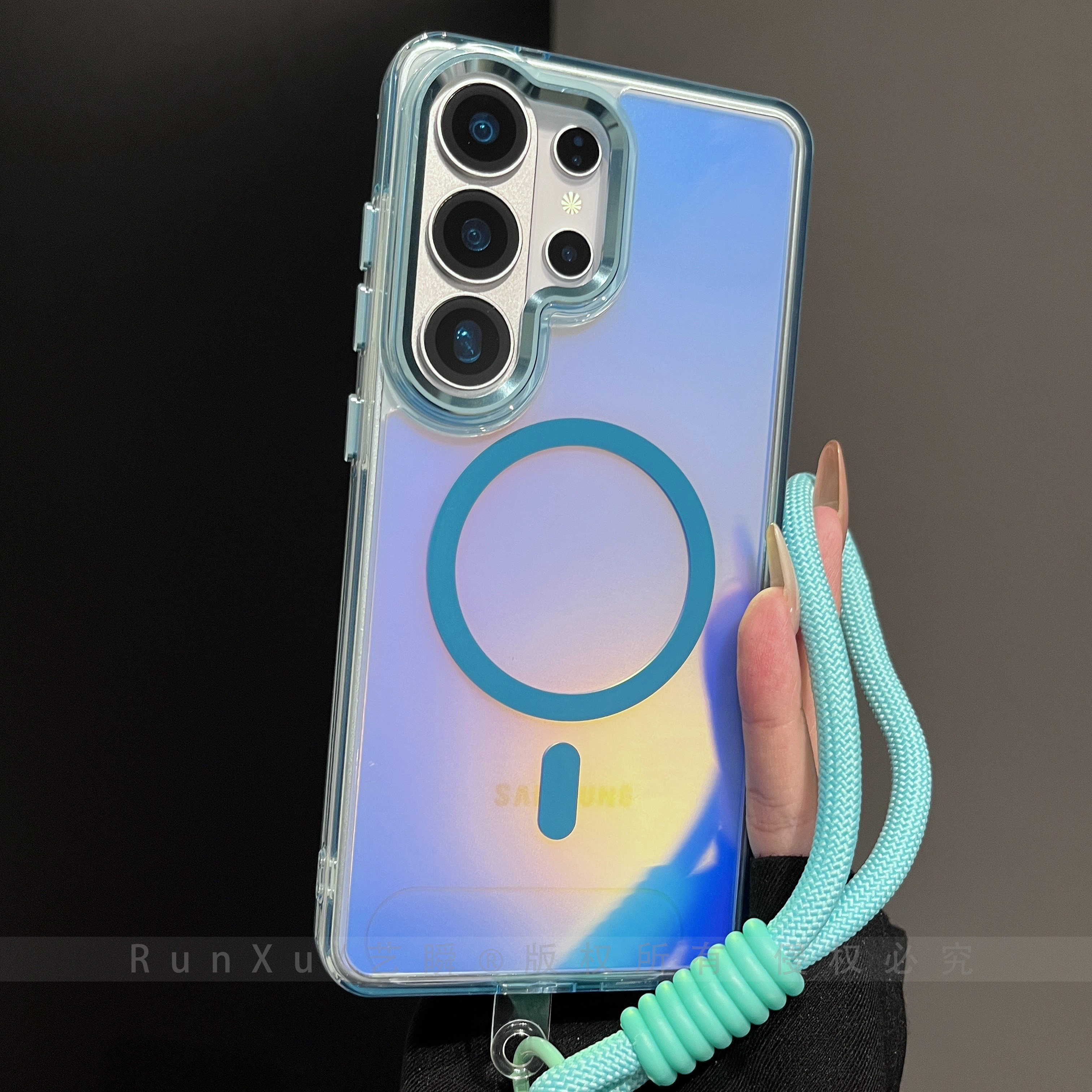 小众个性治愈霓虹炫彩天蓝色适用三星S26Ultra磁吸手机壳S2