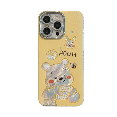 卡通镂空羽纱维尼熊皮杰猪手机壳