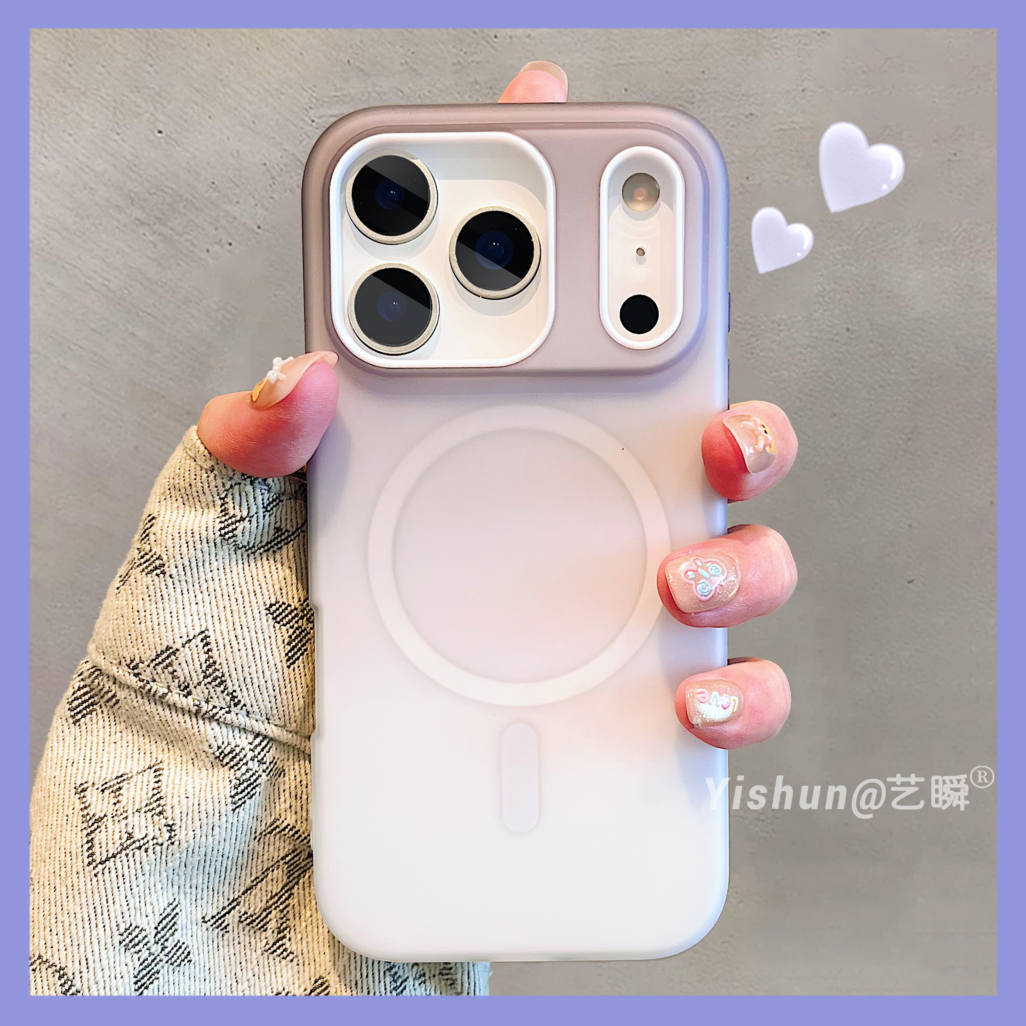 多巴胺紫白渐变晕染防摔二合一适用iPhone17ProMax手机壳苹果16pro磁吸15磨砂肤感13高级14plus简约Air保护套