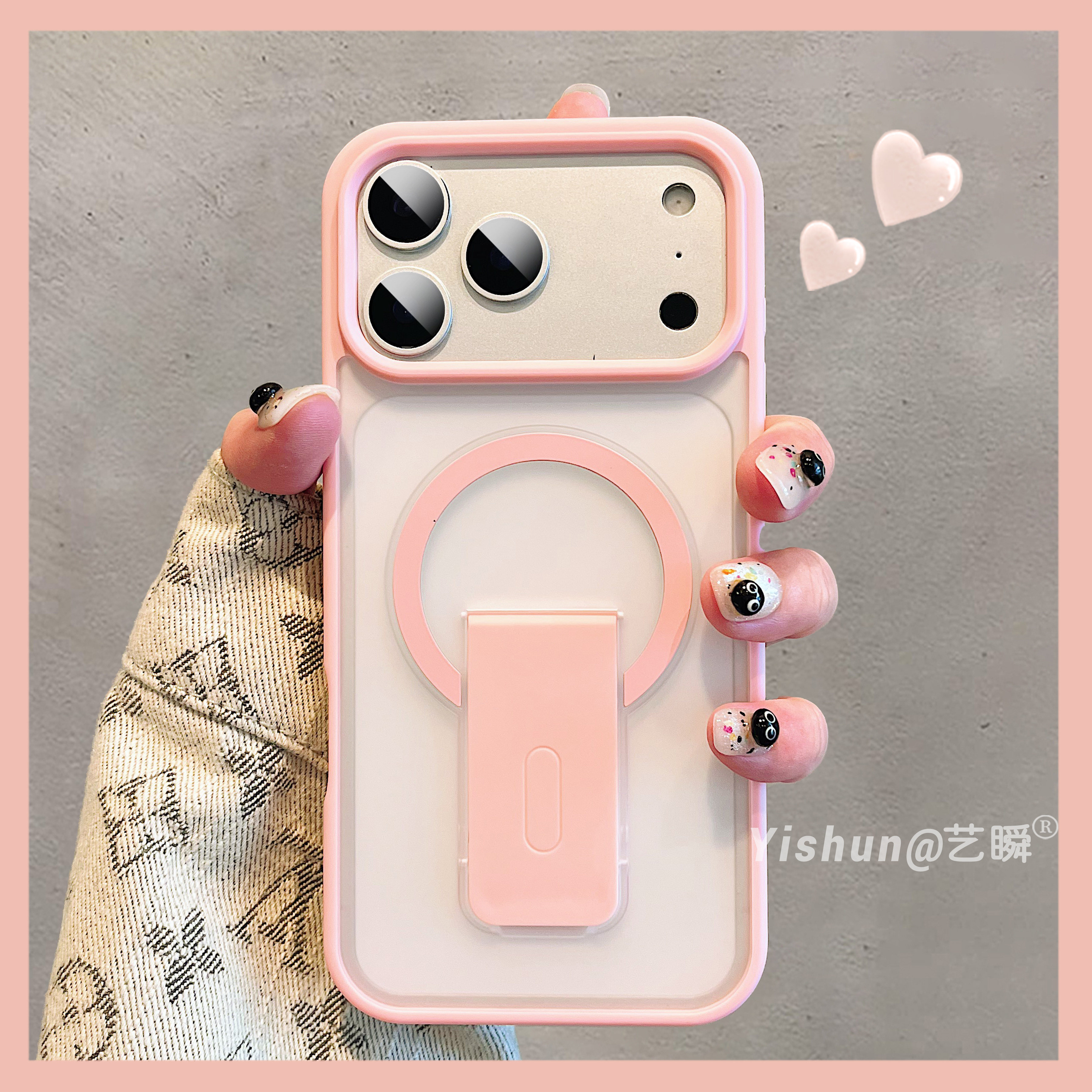 新款强磁吸隐形折叠支架适用苹果17ProMax手机壳iPhone17pro磨砂肤感16pm简约15软边硬壳13防摔硅胶12保护壳