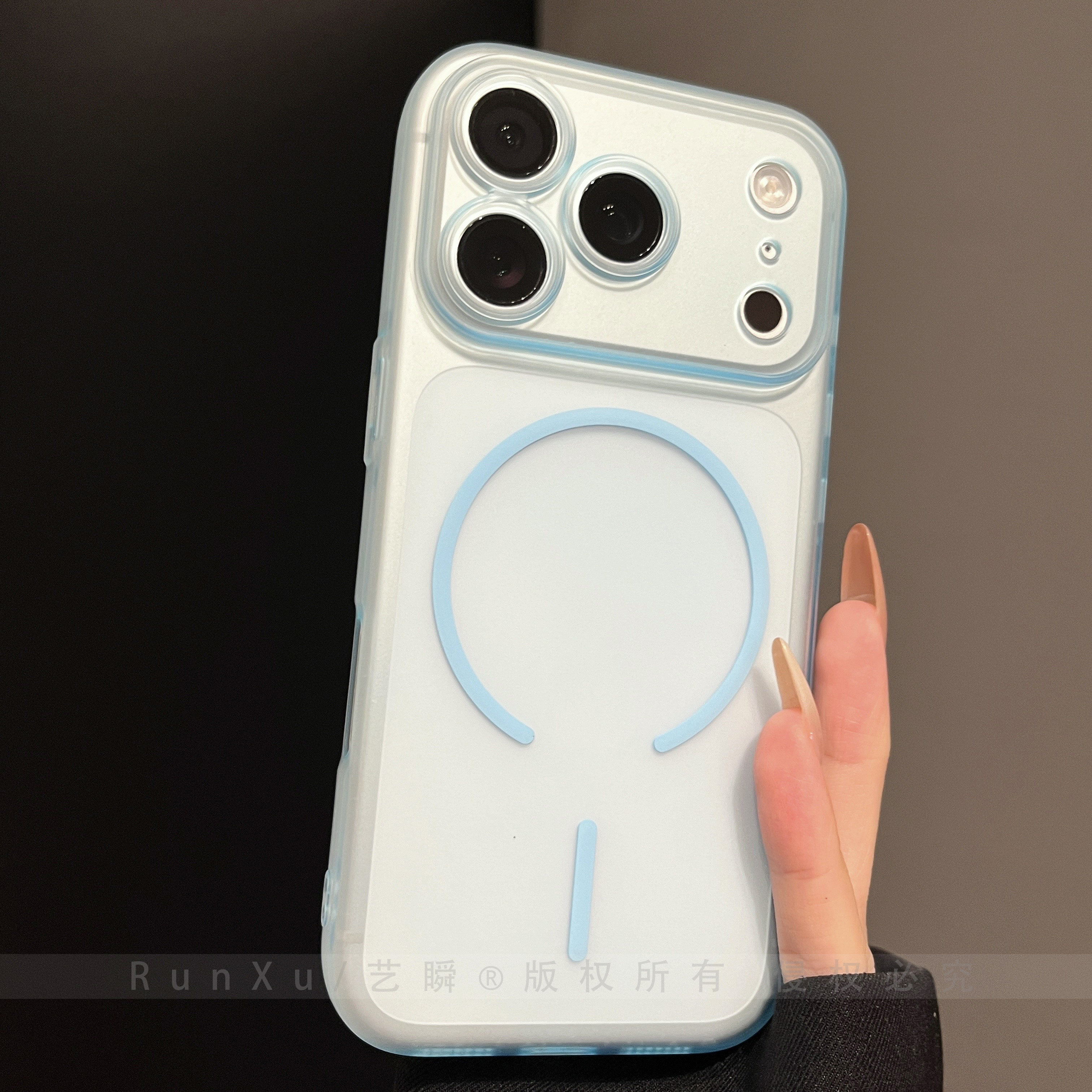超薄磁吸全包精孔软壳适用苹果18ProMax手机壳iphone17冰雾肤感pro清新16淡蓝色ip14好看13/12情侣女款保护套