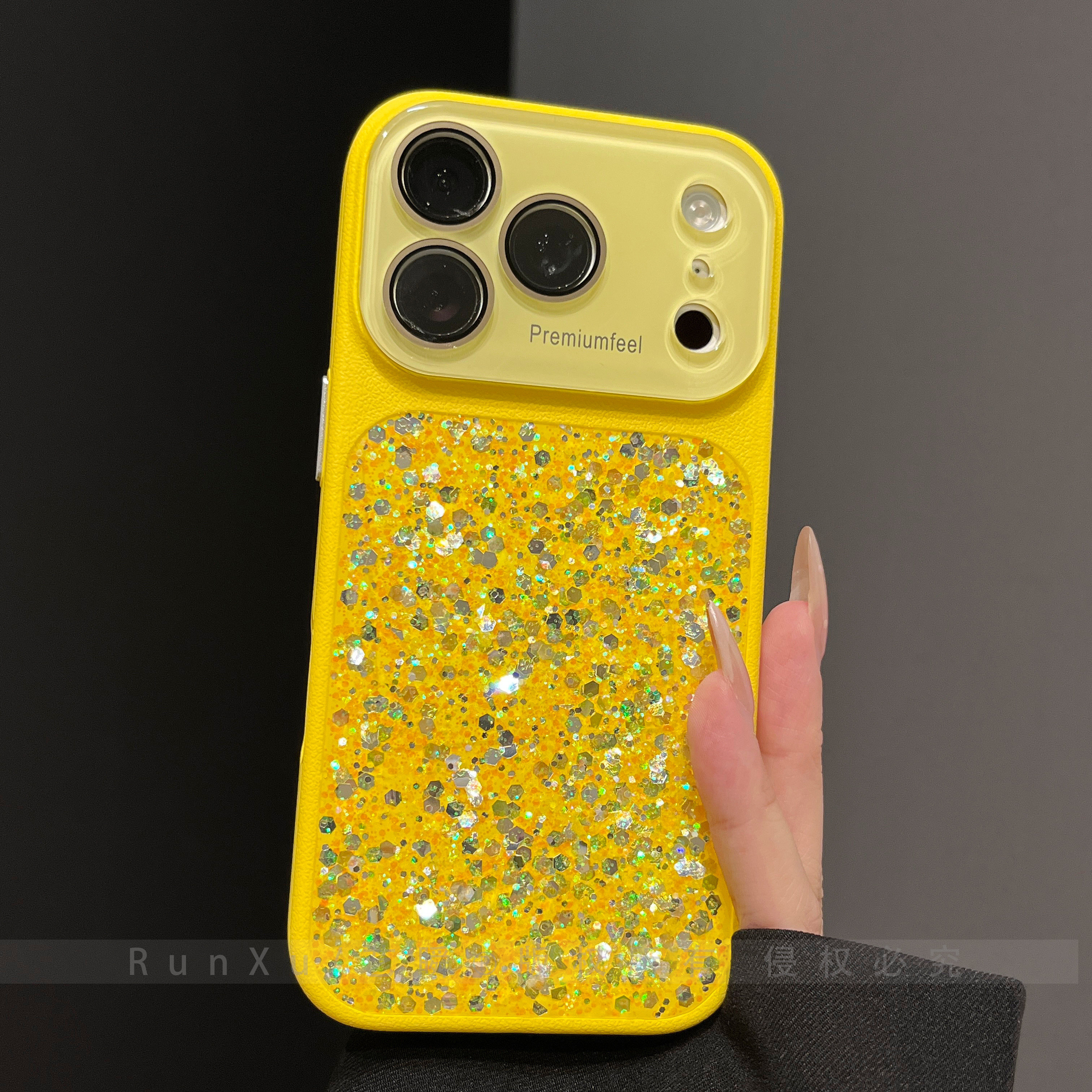 ins显白柠檬黄闪粉亮片适用苹果17Pro/18ProMax手机壳新款iPhone16pro秒变18大视窗15全包镜头膜14防摔保护套图片