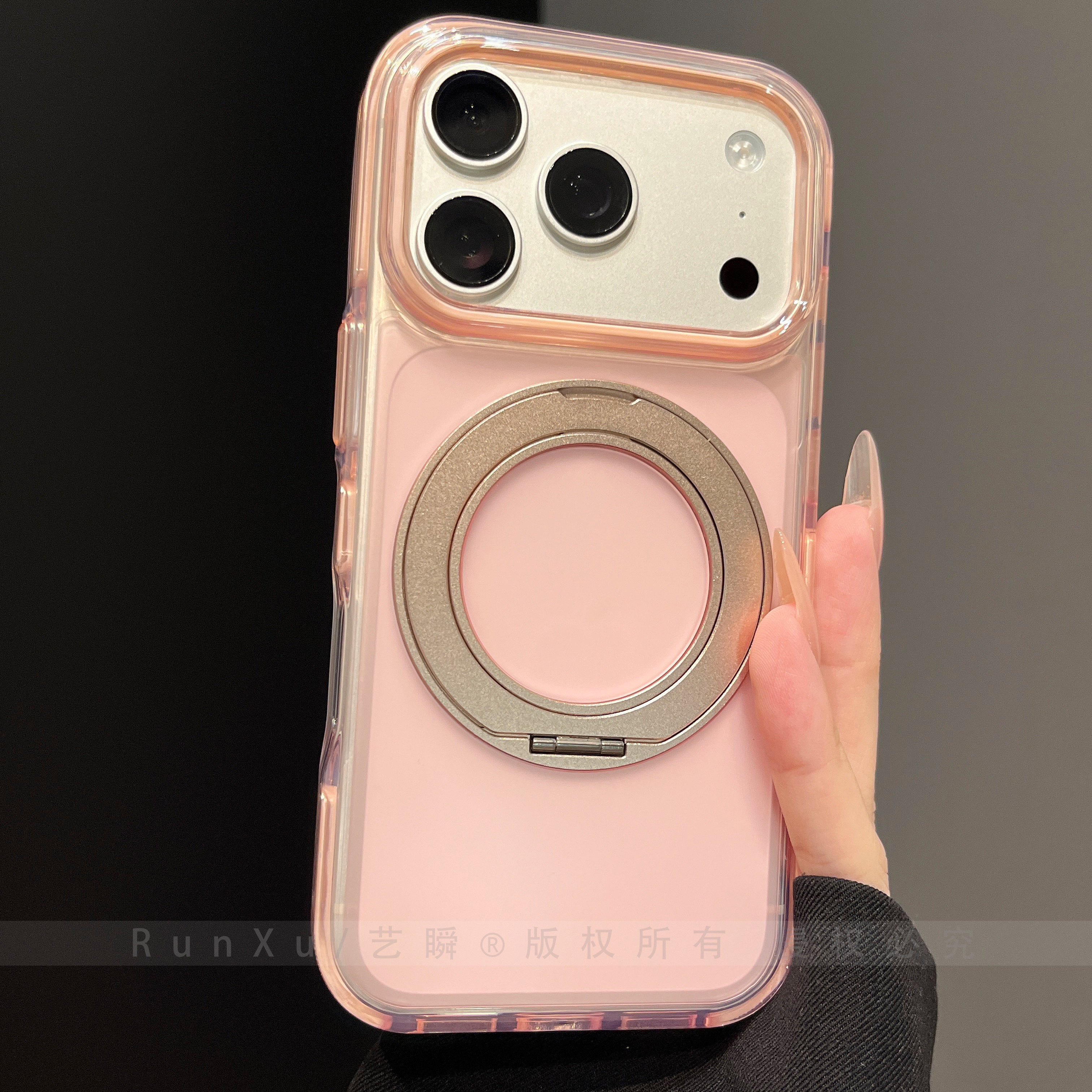 ins蜜桃蜜粉硅胶果冻支点壳适用苹果17ProMax手机壳新款i