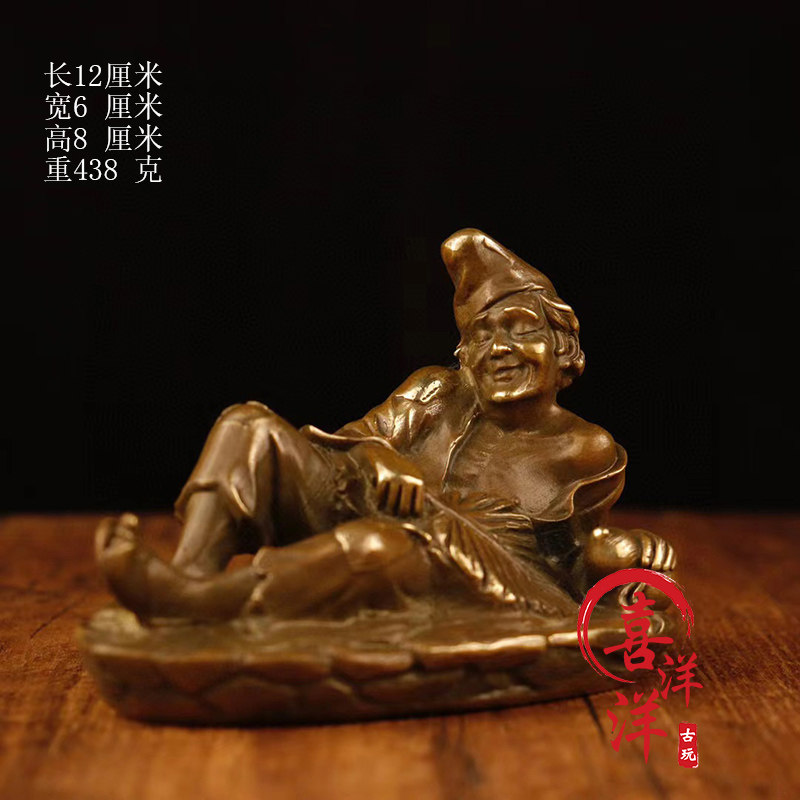 古董文玩纯铜紫铜人物佛像济公降龙罗汉三款摆件复古收藏老物件