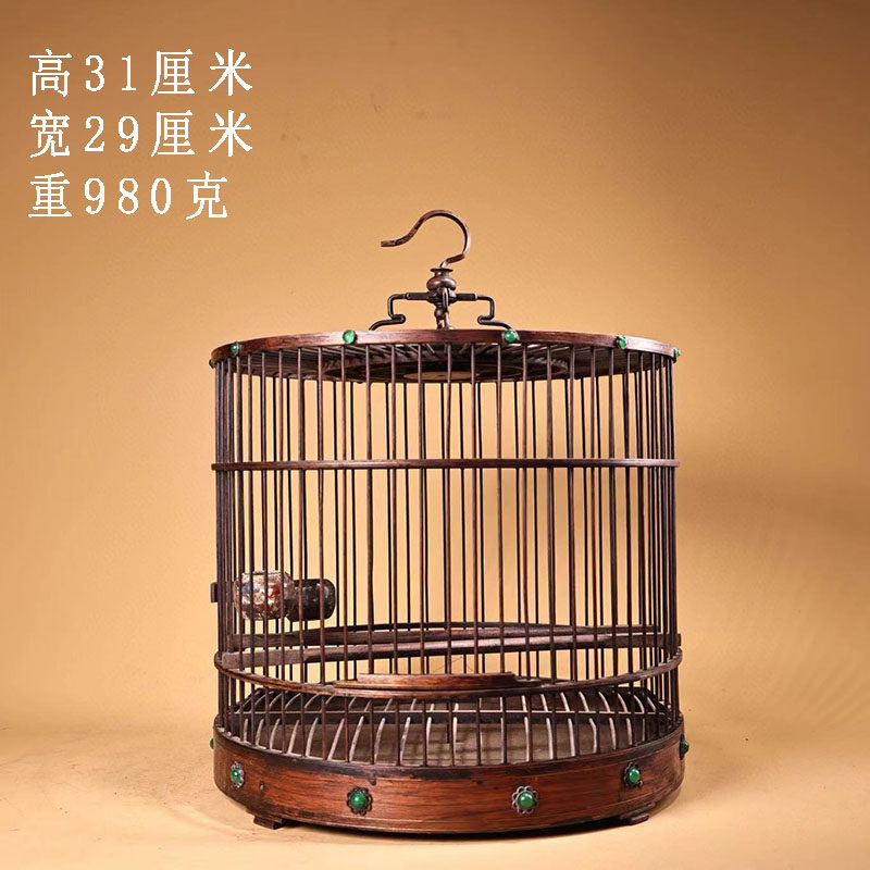 复古古董文玩鸡翅木鸟笼