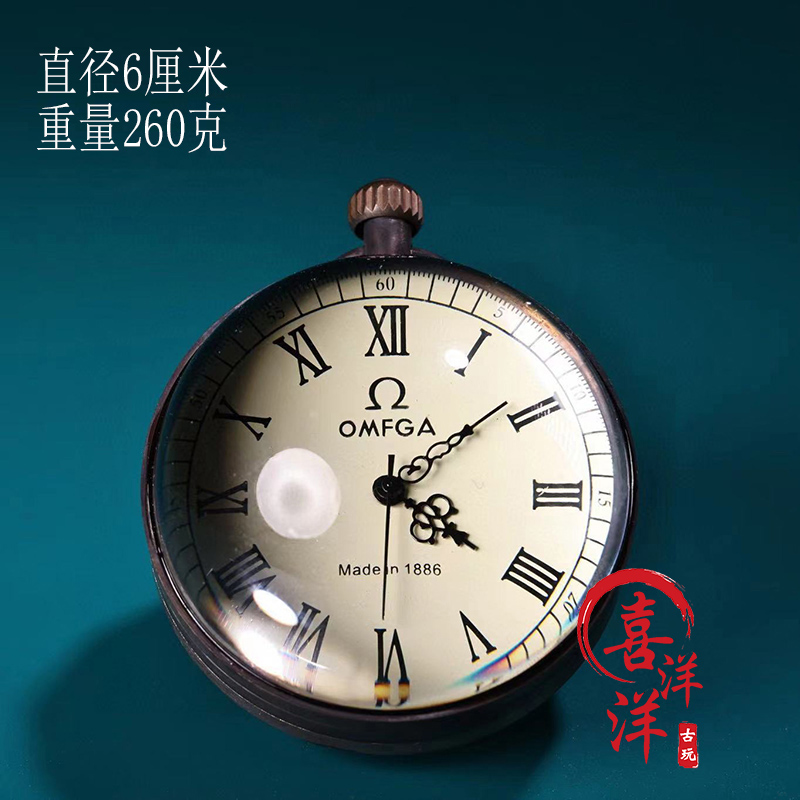 古董文玩欧洲回流手动发条水晶球机械表西洋表桌面摆件复古老物件