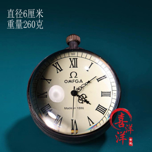 古董文玩欧洲回流手动发条水晶球机械表西洋表桌面摆件复古老物件