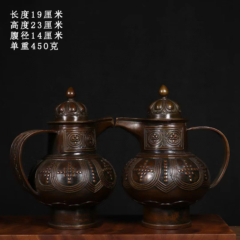 古董文玩纯铜紫铜藏式酥油壶铜酒壶泡茶壶准备摆件老物件大号