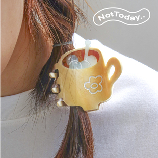 NotToday|咖啡杯发抓 原创设计醋酸发夹鲨鱼夹发饰马尾夹