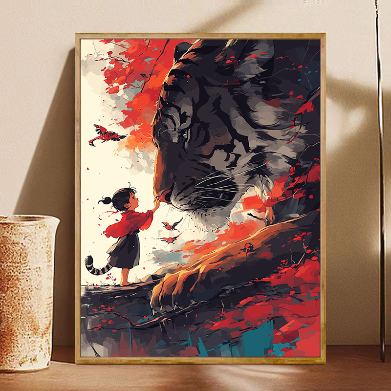 丙烯diy数字油画手绘画画装饰画