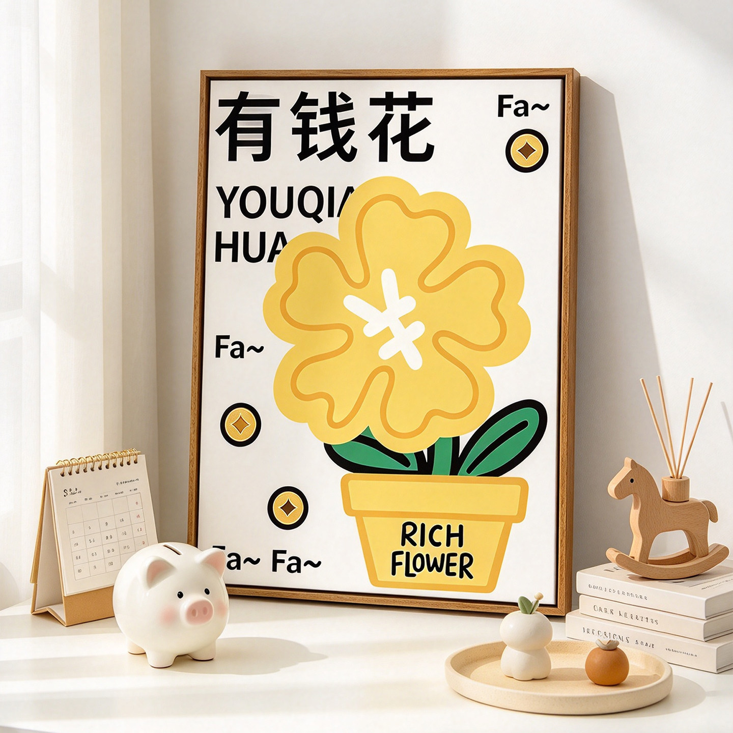 简约系有钱花DIY招财数字油画