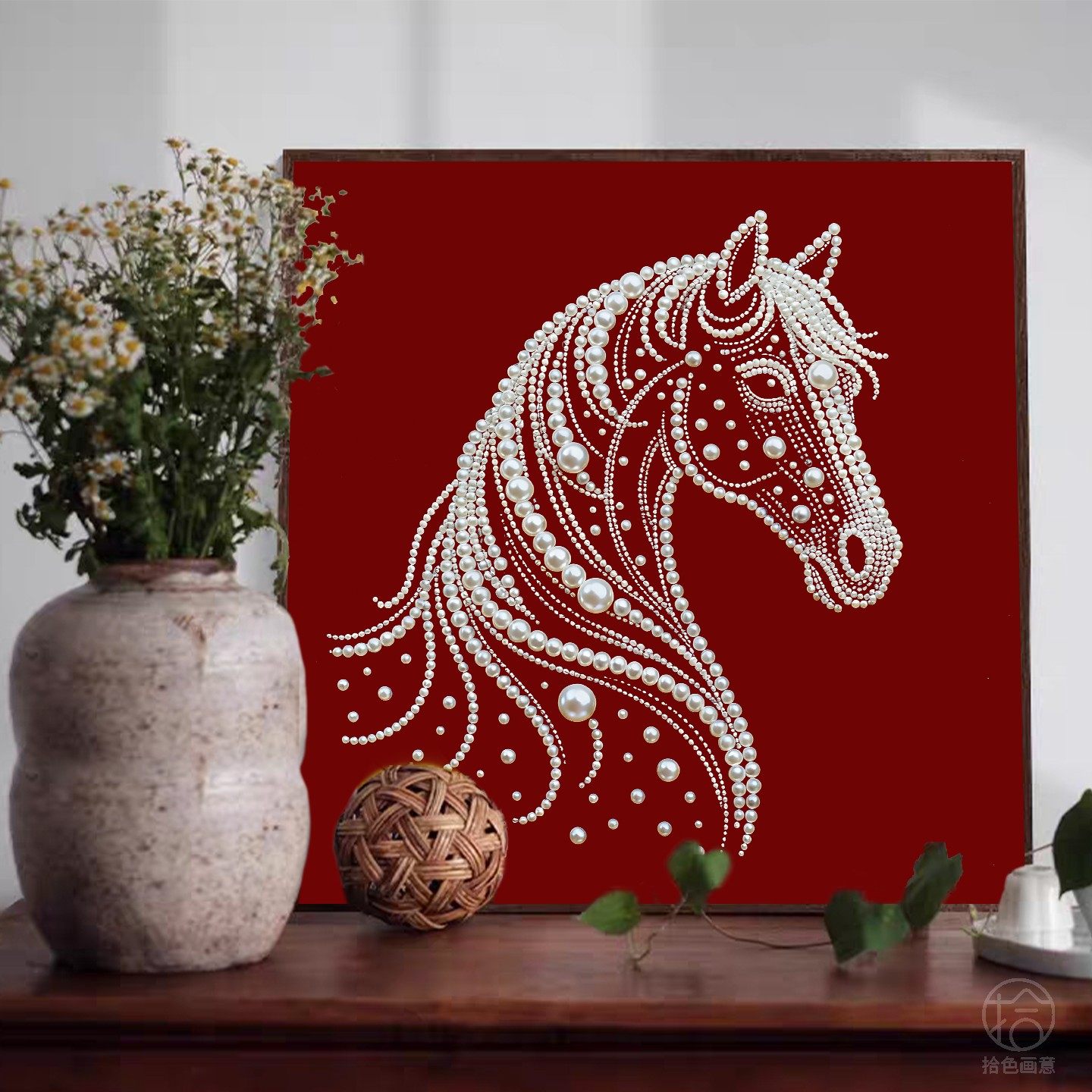 高级新中式马年珍珠画diy材料包手工数字油画本命年生肖装饰挂画,家居饰品,DIY/数字油画,淘宝优惠券,粉丝福利购,淘宝优惠卷