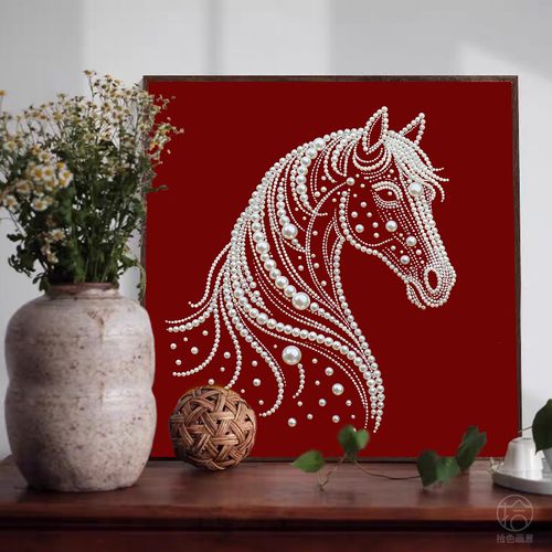 高级新中式马年珍珠画DIY材料包