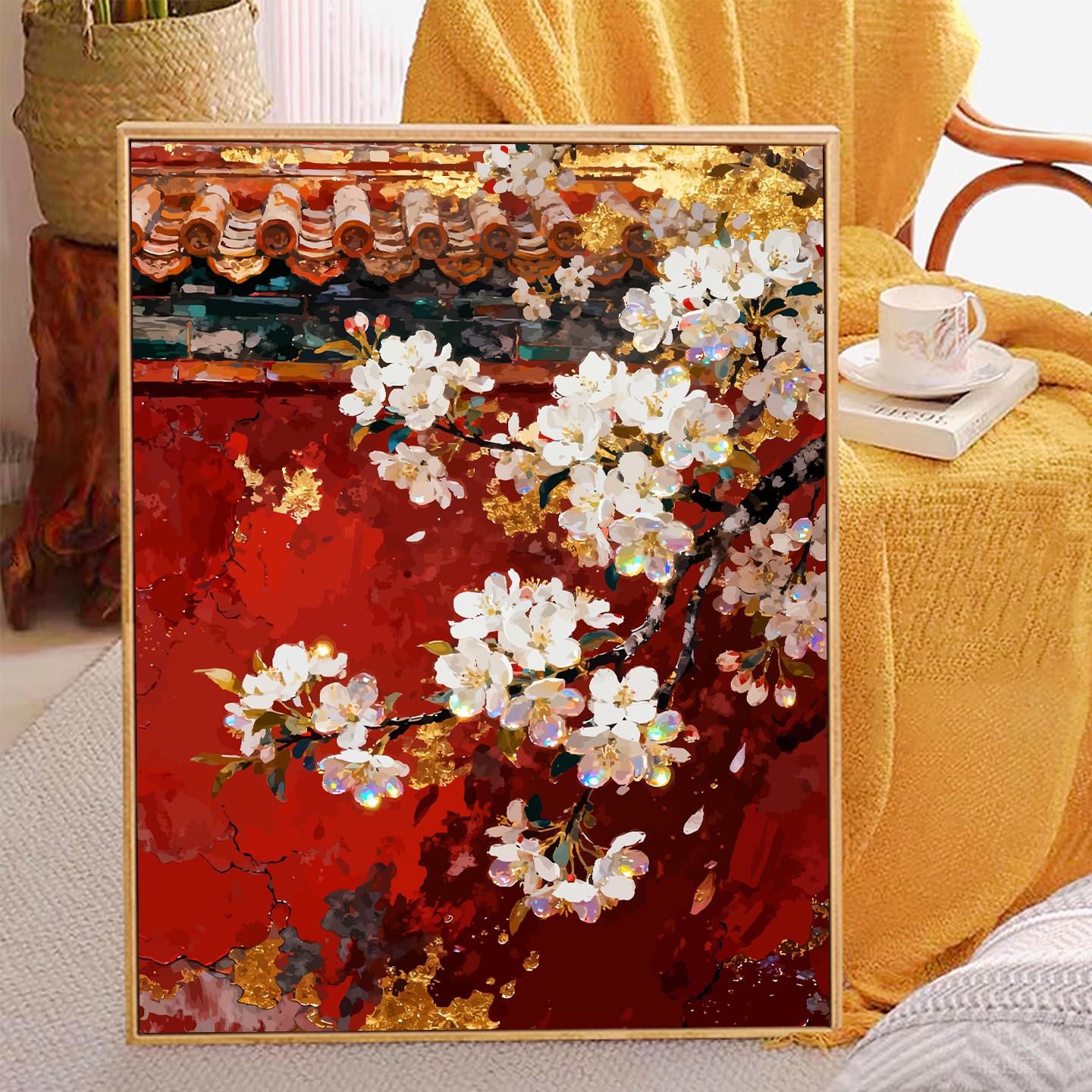 2025新款中国风故宫杏花数字油画