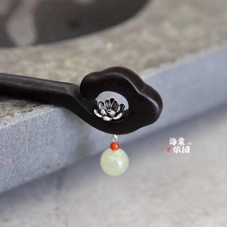 海棠依旧新中式黑檀木发簪盘发日常百搭优雅高级感旗袍古风女饰品图片