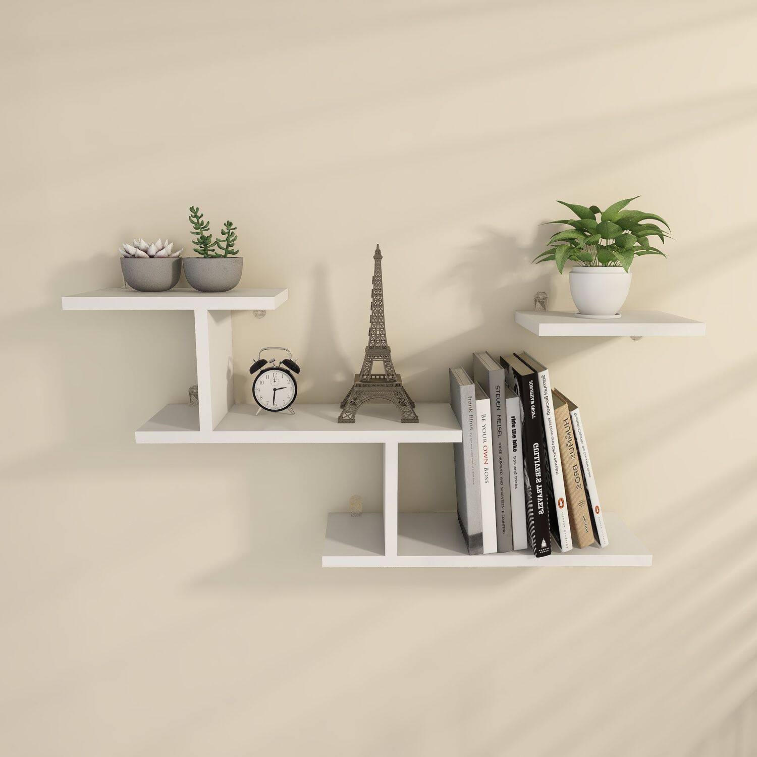 免打孔墙上置物架卧室房间装饰架墙面收纳架花架子多功能墙壁书架