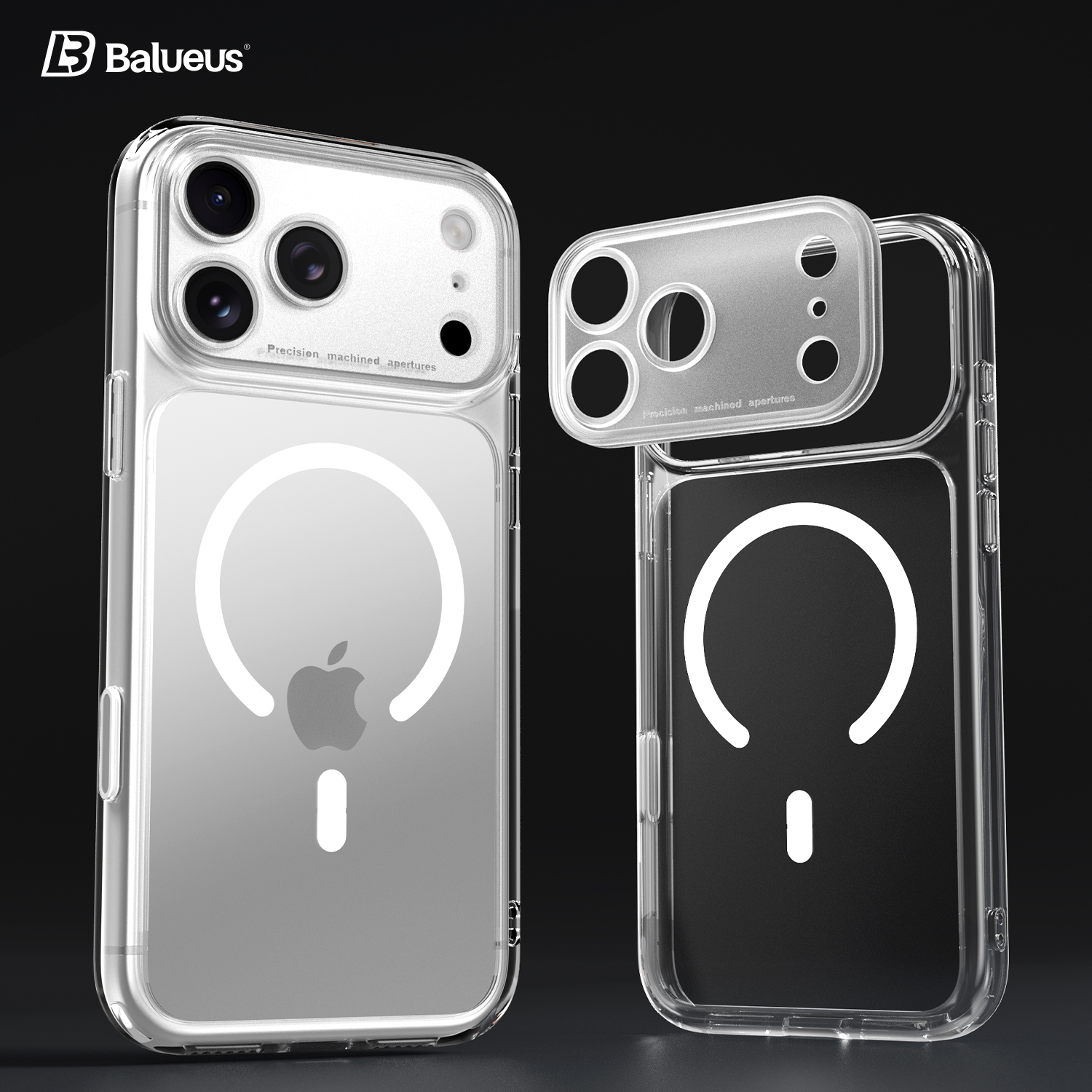 Balueus适用苹果17ProMax手机壳iPhone17Pro透明硅胶保护套17镜头可拆卸全包防摔Air磨砂磁吸外壳男2025新款