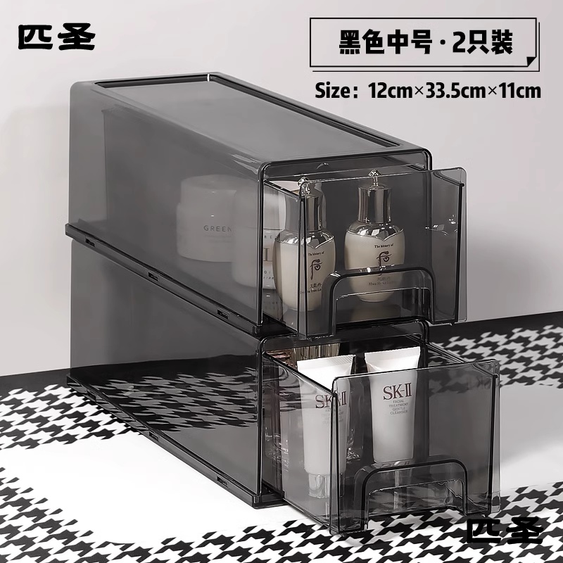 桌面化妆品收纳盒防尘亚克力抽屉