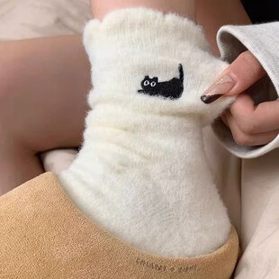 超爱der刺绣猫咪水貂绒袜 糯叽叽 又又又找到冬天宅家穿 哇啦