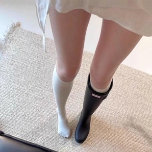 小腿袜露边边太显腿细了吧 不易掉筒还显腿细～纯棉小腿长袜子